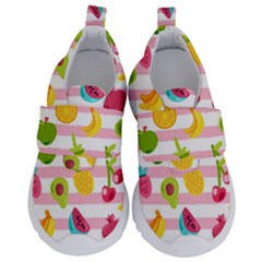 Tropical-fruits-berries-seamless-pattern Kids  Velcro No Lace Shoes by Simbadda