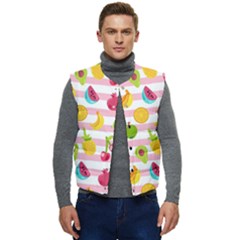Tropical-fruits-berries-seamless-pattern Men s Button Up Puffer Vest	