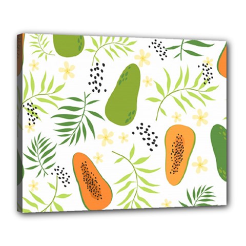 Seamless-tropical-pattern-with-papaya Canvas 20  X 16  (stretched) by Simbadda