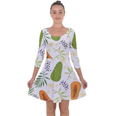 Seamless-tropical-pattern-with-papaya Quarter Sleeve Skater Dress by Simbadda