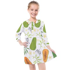 Seamless-tropical-pattern-with-papaya Kids  Quarter Sleeve Shirt Dress by Simbadda