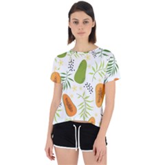 Seamless-tropical-pattern-with-papaya Open Back Sport Tee