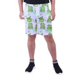Cute-green-frogs-seamless-pattern Men s Pocket Shorts by Simbadda