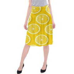 Lemon-fruits-slice-seamless-pattern Midi Beach Skirt by Simbadda