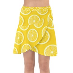 Lemon-fruits-slice-seamless-pattern Wrap Front Skirt by Simbadda