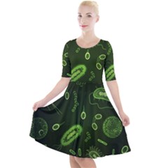 Bacteria-virus-seamless-pattern-inversion Quarter Sleeve A-line Dress by Simbadda