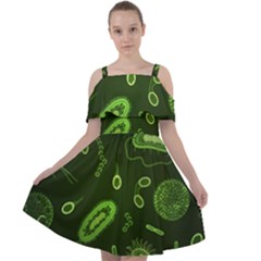 Bacteria-virus-seamless-pattern-inversion Cut Out Shoulders Chiffon Dress by Simbadda