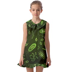 Bacteria-virus-seamless-pattern-inversion Kids  Pilgrim Collar Ruffle Hem Dress by Simbadda