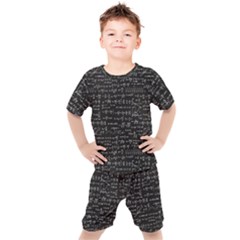 Math-equations-formulas-pattern Kids  Tee And Shorts Set by Simbadda