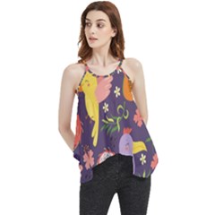 Exotic-seamless-pattern-with-parrots-fruits Flowy Camisole Tank Top by Simbadda
