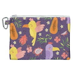 Exotic-seamless-pattern-with-parrots-fruits Canvas Cosmetic Bag (xl) by Simbadda