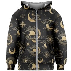 Asian-seamless-pattern-with-clouds-moon-sun-stars-vector-collection-oriental-chinese-japanese-korean Kids  Zipper Hoodie Without Drawstring by Simbadda