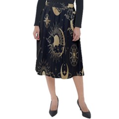 Asian-seamless-pattern-with-clouds-moon-sun-stars-vector-collection-oriental-chinese-japanese-korean Classic Velour Midi Skirt  by Simbadda