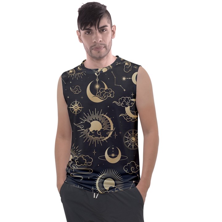 Asian-seamless-pattern-with-clouds-moon-sun-stars-vector-collection-oriental-chinese-japanese-korean Men s Regular Tank Top