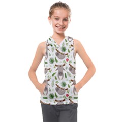 Seamless-pattern-with-cute-sloths Kids  Sleeveless Hoodie by Simbadda