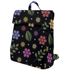 Embroidery-seamless-pattern-with-flowers Flap Top Backpack