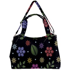 Embroidery-seamless-pattern-with-flowers Double Compartment Shoulder Bag by Simbadda