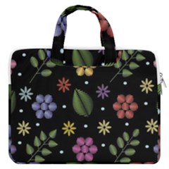 Embroidery-seamless-pattern-with-flowers Macbook Pro 16  Double Pocket Laptop Bag 