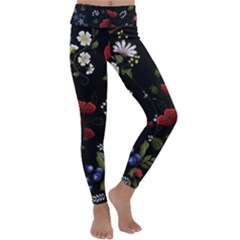 Floral-folk-fashion-ornamental-embroidery-pattern Kids  Lightweight Velour Classic Yoga Leggings by Simbadda