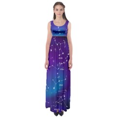 Realistic-night-sky-poster-with-constellations Empire Waist Maxi Dress by Simbadda