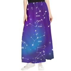 Realistic-night-sky-poster-with-constellations Maxi Chiffon Skirt by Simbadda