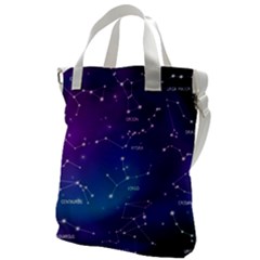 Realistic-night-sky-poster-with-constellations Canvas Messenger Bag by Simbadda