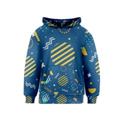 Flat-design-geometric-shapes-background Kids  Pullover Hoodie by Simbadda