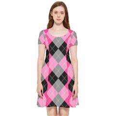 Seamless-argyle-pattern Inside Out Cap Sleeve Dress by Simbadda