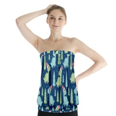 Cute-dinosaurs-animal-seamless-pattern-doodle-dino-winter-theme Strapless Top by Simbadda