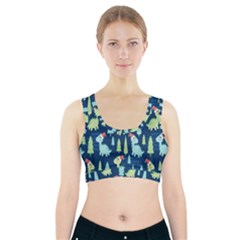 Cute-dinosaurs-animal-seamless-pattern-doodle-dino-winter-theme Sports Bra With Pocket by Simbadda