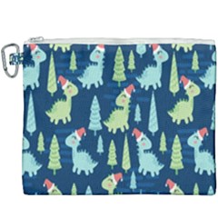 Cute-dinosaurs-animal-seamless-pattern-doodle-dino-winter-theme Canvas Cosmetic Bag (xxxl) by Simbadda