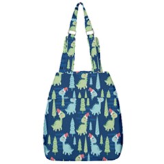 Cute-dinosaurs-animal-seamless-pattern-doodle-dino-winter-theme Center Zip Backpack by Simbadda