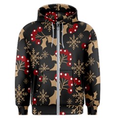 Christmas-pattern-with-snowflakes-berries Men s Zipper Hoodie by Simbadda