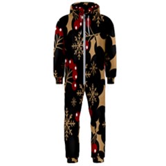 Christmas-pattern-with-snowflakes-berries Hooded Jumpsuit (men) by Simbadda