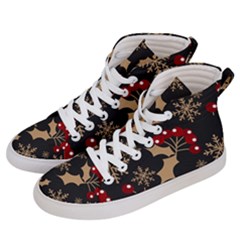 Christmas-pattern-with-snowflakes-berries Men s Hi-top Skate Sneakers by Simbadda