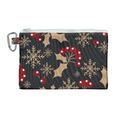 Christmas-pattern-with-snowflakes-berries Canvas Cosmetic Bag (large) by Simbadda