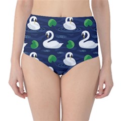 Swan-pattern-elegant-design Classic High-Waist Bikini Bottoms