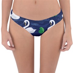 Swan-pattern-elegant-design Reversible Hipster Bikini Bottoms