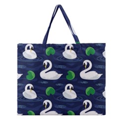 Swan-pattern-elegant-design Zipper Large Tote Bag by Simbadda