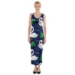 Swan-pattern-elegant-design Fitted Maxi Dress