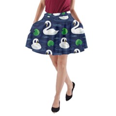 Swan-pattern-elegant-design A-Line Pocket Skirt