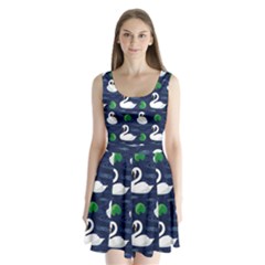 Swan-pattern-elegant-design Split Back Mini Dress 