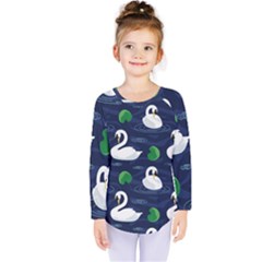 Swan-pattern-elegant-design Kids  Long Sleeve Tee