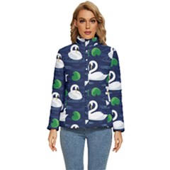 Swan-pattern-elegant-design Women s Puffer Bubble Jacket Coat