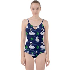 Swan-pattern-elegant-design Cut Out Top Tankini Set