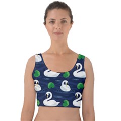 Swan-pattern-elegant-design Velvet Crop Top