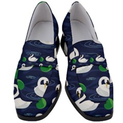 Swan-pattern-elegant-design Women s Chunky Heel Loafers