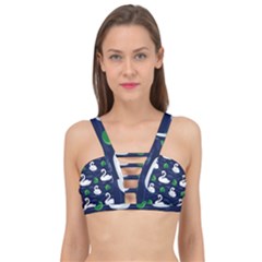 Swan-pattern-elegant-design Cage Up Bikini Top