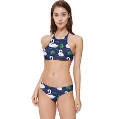 Swan-pattern-elegant-design Banded Triangle Bikini Set