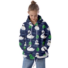 Swan-pattern-elegant-design Kids  Oversized Hoodie